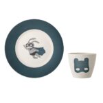 Set Vaso/Plato Superhéroes Melamina Bambú