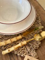 Set Cubiertos Dorado Bambú Natural 12 Piezas - Imagen 2