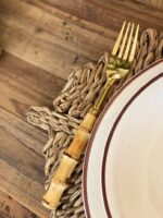 Set Cubiertos Dorado Bambú Natural 12 Piezas - Imagen 3