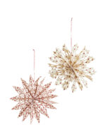 Set 2 Colgantes Estrella Papel Rojo Navidad