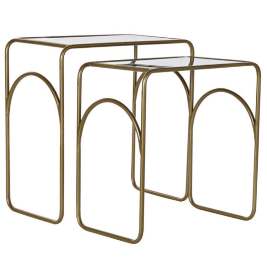 Set 2 Mesas Metal Y Cristal Set 2 Mesas Auxiliares Metal Y Cristal - Imagen 1