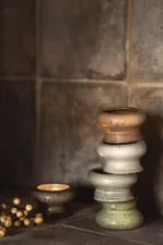 Portavelas Cerámica Beige - Imagen 3