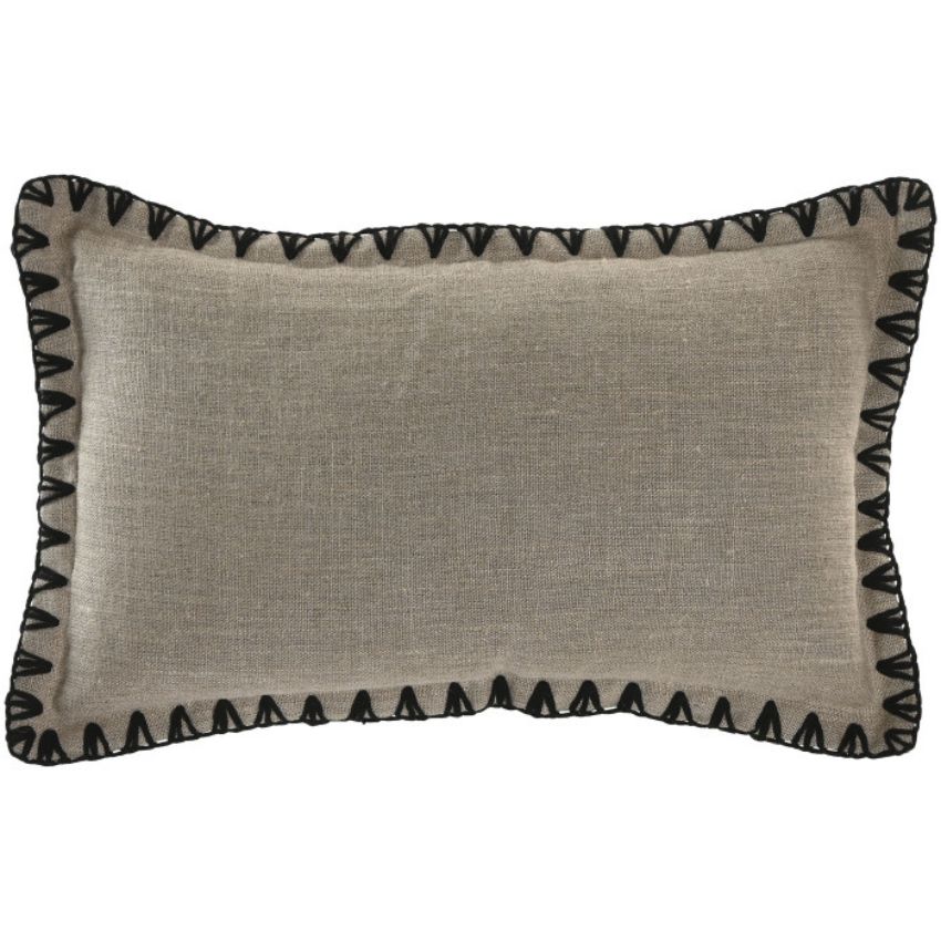 Cojín Lino Filo Negro Rectangular Cojín Lino Filo Negro Rectangular - Imagen 1