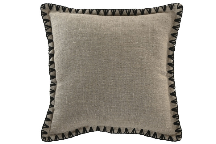 Cojín Lino 45×45 Natural Cojín Lino Filo Negro Cuadrado - Imagen 1