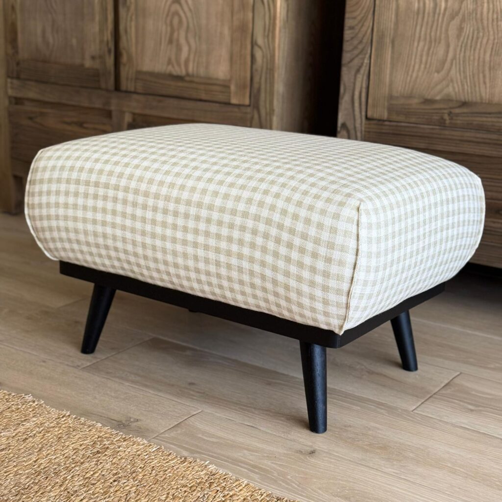 Banqueta Vichy Blanca Y Beige Banqueta Vichy Blanca Y Beige - Imagen 1