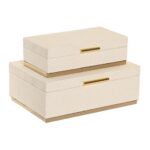 Set 2 Cajas Beige / Dorado