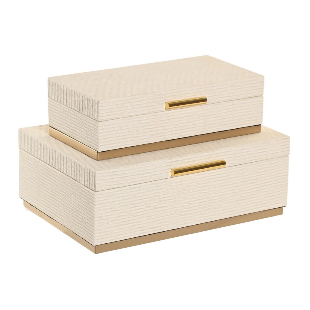 JO-223056-3-sq Set 2 Cajas Beige / Dorado - Imagen 1