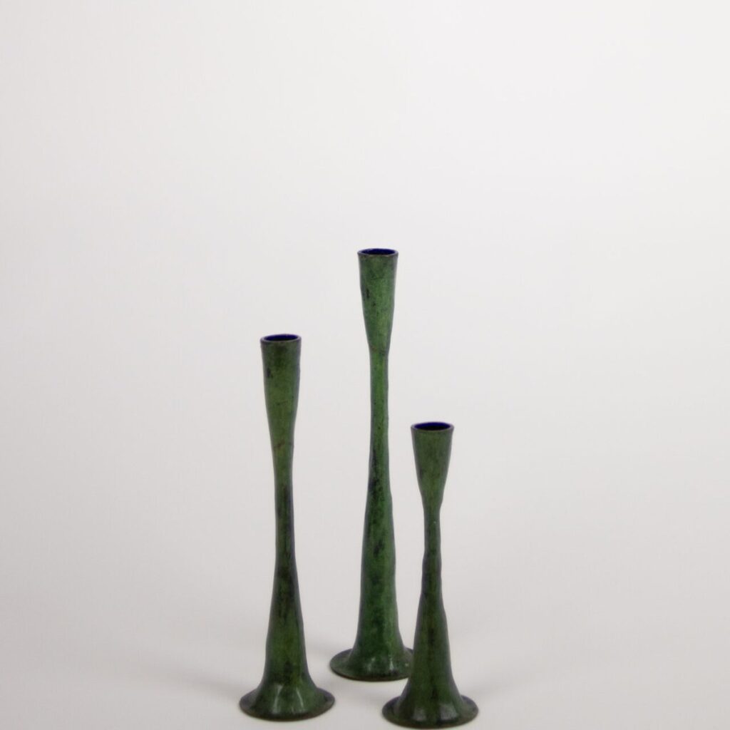 OLS010019-01-sq Set 3 Candelabros Hierro Verde - Imagen 1