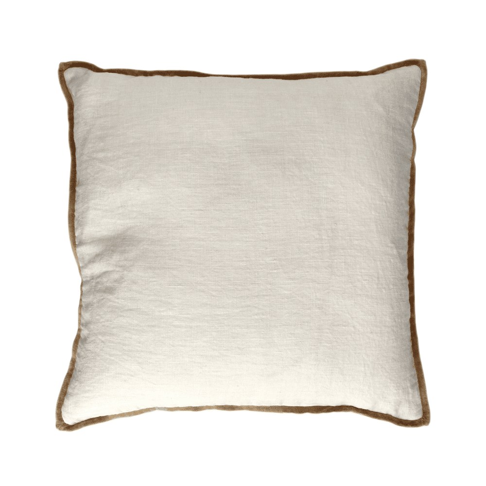 POM4054610-01-sq Cojín Lino / Terciopelo Filo Camel - Imagen 1